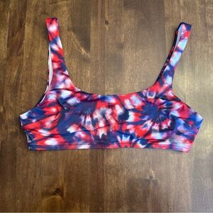 Meundies Medium Bralette Top Wireless Tie Dye WS510 Red Blue‎ No Cups